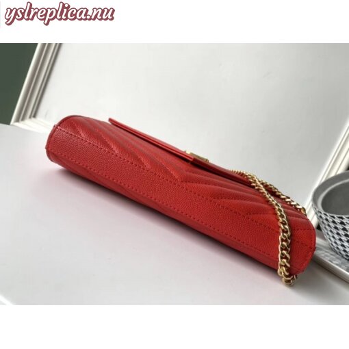 Replica YSL Fake Saint Laurent WOC Monogram Chain Wallet In Red Leather 6