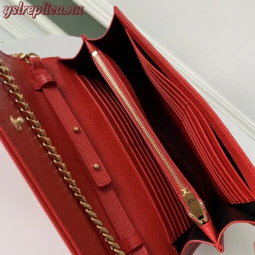 Replica YSL Fake Saint Laurent WOC Monogram Chain Wallet In Red Leather 7