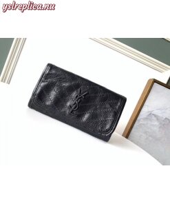 Replica YSL Fake Saint Laurent Niki Large Wallet In Black Crinkled Vintage Leather 2