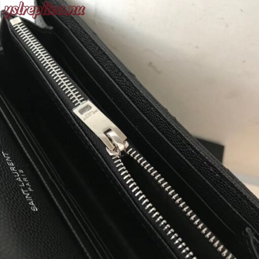 Replica YSL Fake Saint Laurent Large Monogram Flap Wallet In Noir Grained Leather 3