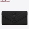 Replica YSL Fake Saint Laurent Large Monogram Flap Wallet In Noir Grained Leather 9