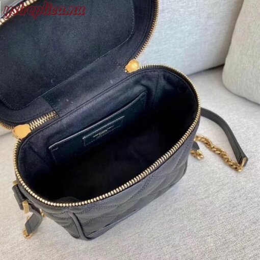 Replica YSL Fake Saint Laurent 80’s Vanity Bag In Black Quilted Grained Leather 3