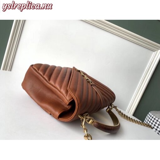 Replica YSL Fake Saint Laurent College Medium Bag In Brown Matelasse Leather 3
