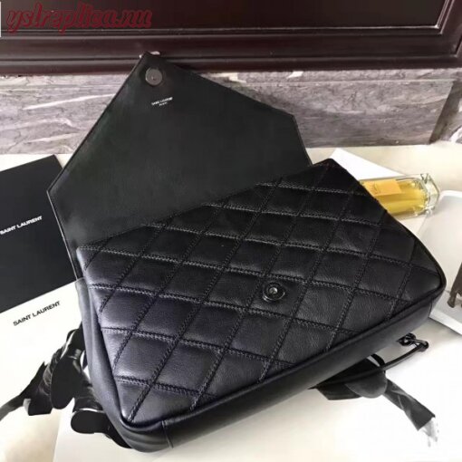 Replica YSL Fake Saint Laurent Black Large Stitched Diamond Matelasse College Bag 5