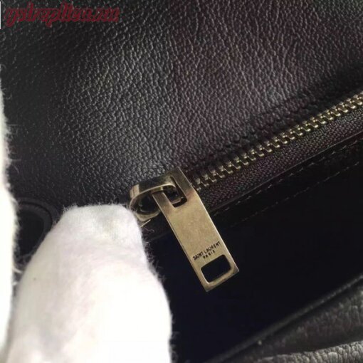 Replica YSL Fake Saint Laurent Medium College Bag In Black Goatskin Leather 7