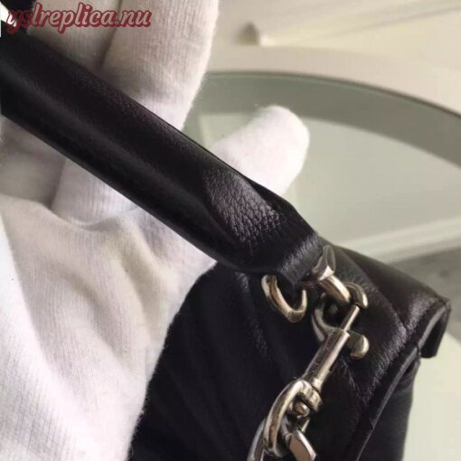 Replica YSL Fake Saint Laurent Medium College Bag In Black Goatskin Leather 8