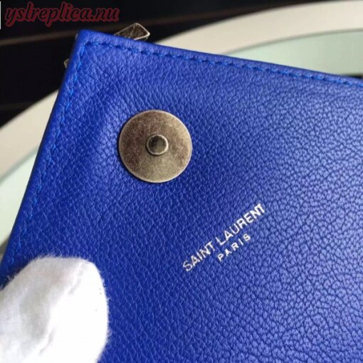 Replica YSL Fake Saint Laurent Medium College Bag In Blue Goatskin Leather 7