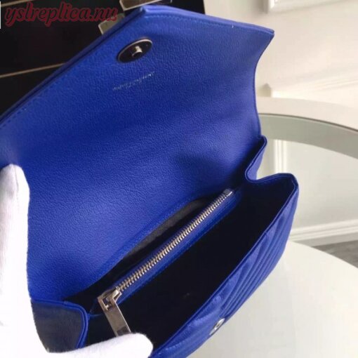 Replica YSL Fake Saint Laurent Medium College Bag In Blue Goatskin Leather 8