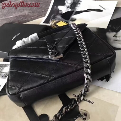 Replica YSL Fake Saint Laurent Medium College Bag In Black Matelasse Leather 3
