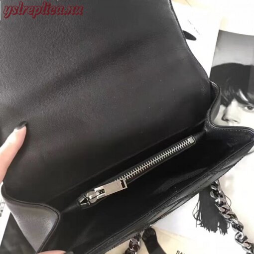 Replica YSL Fake Saint Laurent Medium College Bag In Black Matelasse Leather 7