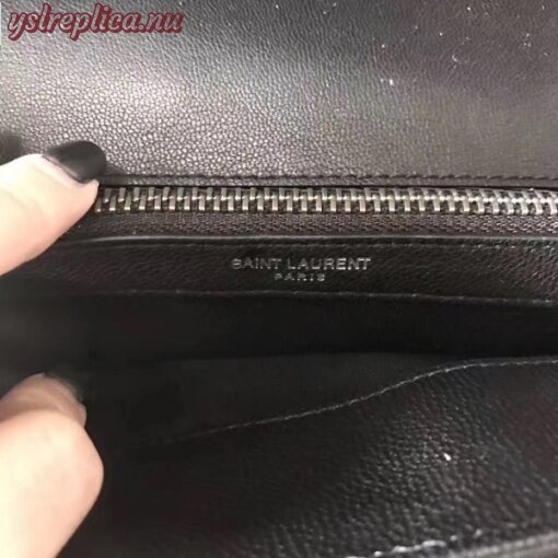 Replica YSL Fake Saint Laurent Medium College Bag In Black Matelasse Leather 8