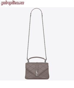 Replica YSL Fake Saint Laurent Medium College Bag In Grey Matelasse Leather