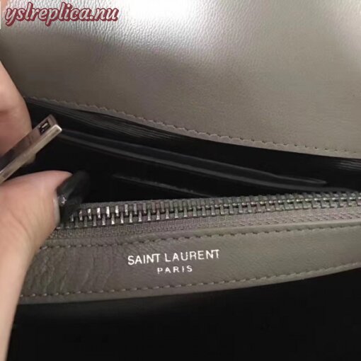 Replica YSL Fake Saint Laurent Medium College Bag In Grey Matelasse Leather 5