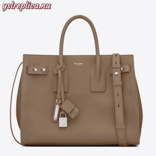 Replica YSL Fake Saint Laurent Small Sac de Jour Souple Bag In Taupe Grained Leather 4