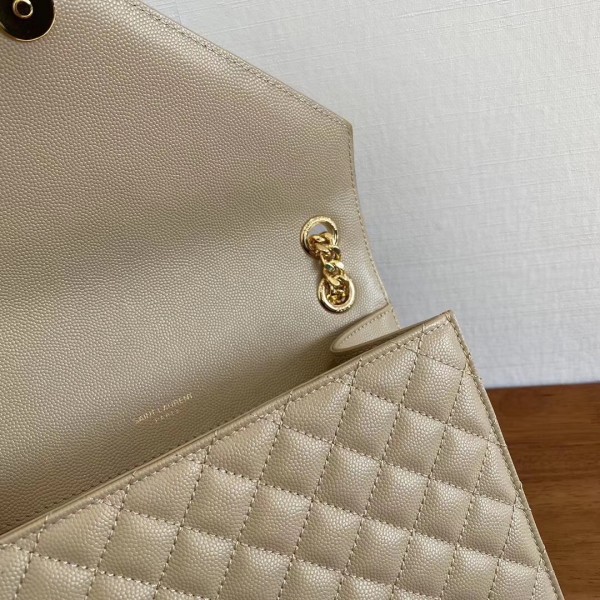 Replica YSL Fake Saint Laurent Medium Envelope Bag In Beige Grained Leather  for Sale
