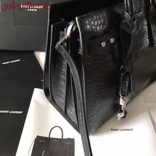 Replica YSL Fake Saint Laurent Small Sac de Jour Souple Bag In Black Crocodile Leather 7