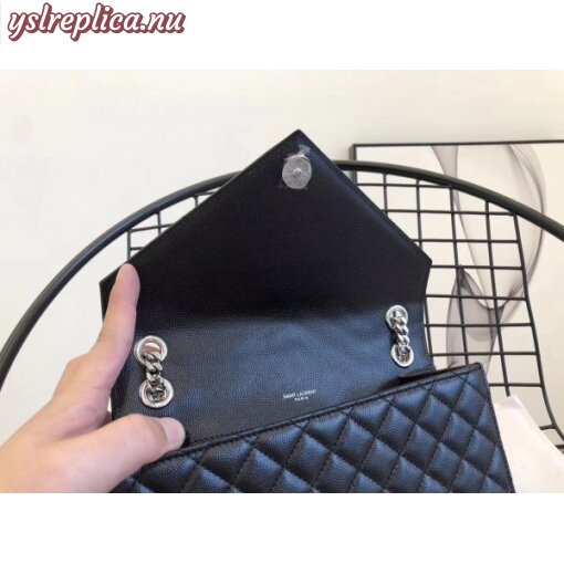 Replica YSL Fake Saint Laurent Medium Envelope Bag In Noir Grained Leather 7