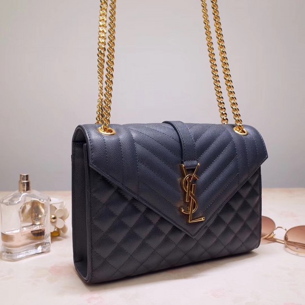 Yves Saint Laurent, Bags, Ysl Large Envelope Bag In Navy Blue
