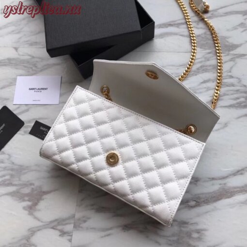Replica YSL Fake Saint Laurent Small Envelope Bag In White Grained Leather 3