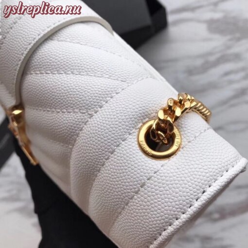 Replica YSL Fake Saint Laurent Small Envelope Bag In White Grained Leather 4