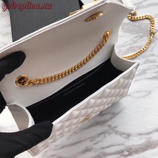 Replica YSL Fake Saint Laurent Small Envelope Bag In White Grained Leather 5