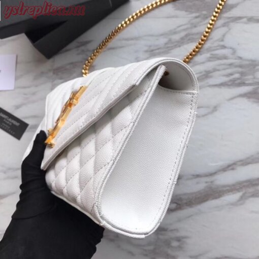 Replica YSL Fake Saint Laurent Small Envelope Bag In White Grained Leather 6