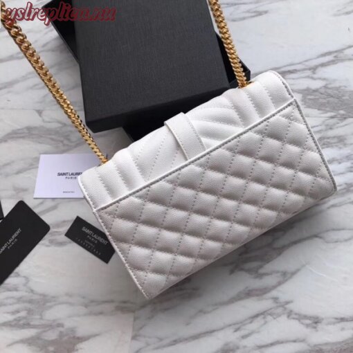 Replica YSL Fake Saint Laurent Small Envelope Bag In White Grained Leather 7