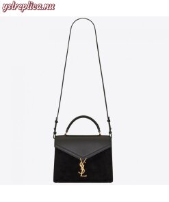 Replica YSL Fake Saint Laurent Cassandra Medium Bag In Black Suede