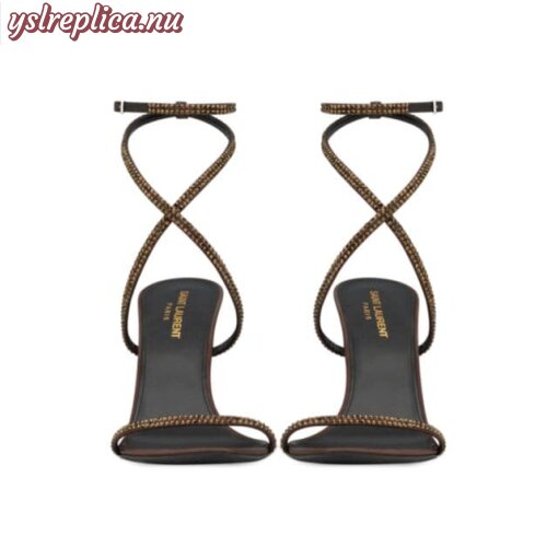 Replica YSL Saint Laurent Ava Sandals In Crepe Satin With Rhinestones 3