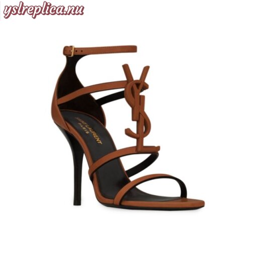 Replica YSL Saint Laurent Cassandra Sandals in Smooth Vegetable-Tanned Leather with Monogram 2
