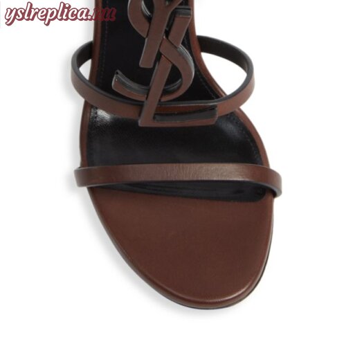 Replica YSL Saint Laurent Cassandra Strappy Leather Logo Sandals 4