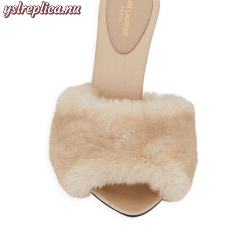 Replica YSL Saint Laurent La 16 Heeled Mules in Animal Free-fur and Smooth Leather 3