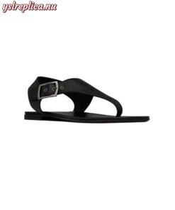Replica YSL Saint Laurent Caleb Flat Sandals in Smooth Leather 2