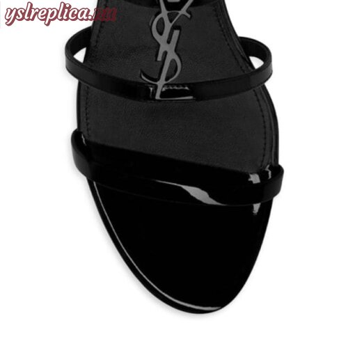 Replica YSL Saint Laurent Cassandra Flat Sandals In Patent Leather With Black Monogram 3
