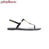 Replica YSL Saint Laurent Cassandra Flat Sandals In Smooth Leather With Gold-tone Monogram 5