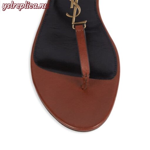 Replica YSL Saint Laurent Cassandra Leather Slingback Thong Sandals 4