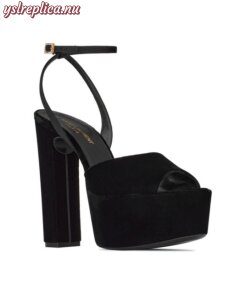 Replica YSL Saint Laurent Jodie Platform Sandals in Velvet 2