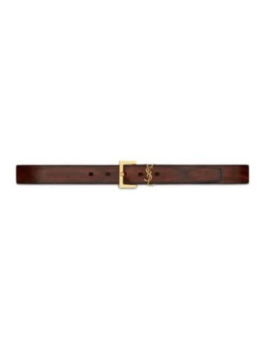 Replica YSL Saint Laurent Monogram Aged Leather Belt