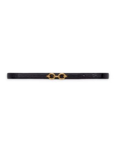 Replica YSL Saint Laurent Maillon Thin Belt in Python-Embossed Leather