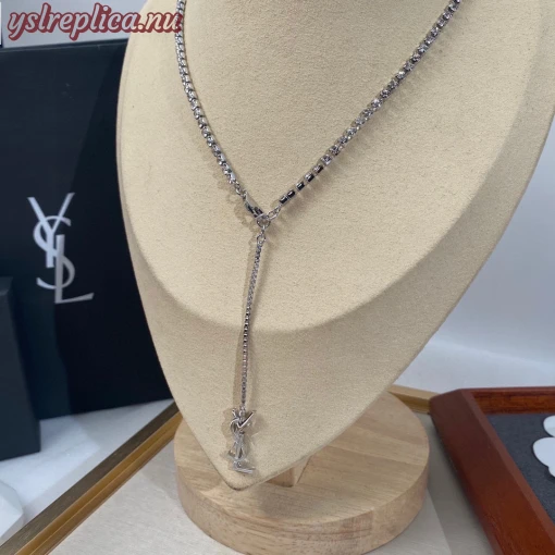 Replica YSL Fake Saint Laurent Alphabet Tassel Diamond Necklace 2