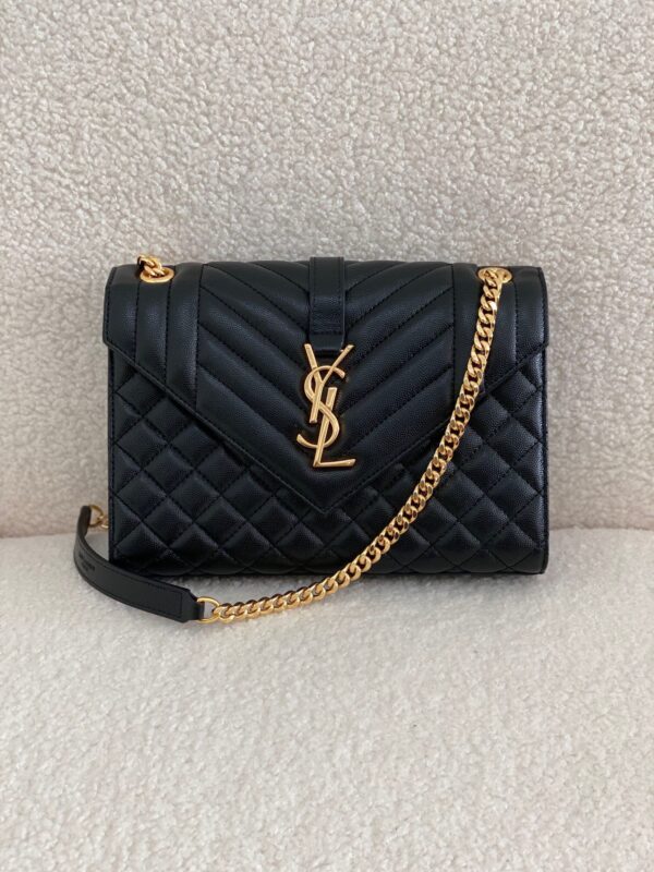 Replica YSL Fake Saint Laurent 80’s Vanity Bag In Black Quilted Grained Leather 16