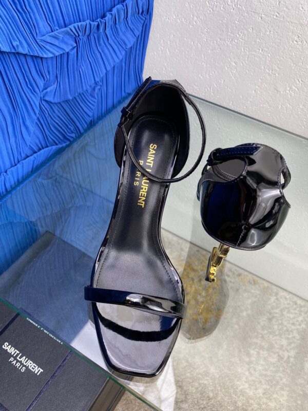 Replica YSL Saint Laurent Opyum Sandals in Patent Leather with Black Heel 22
